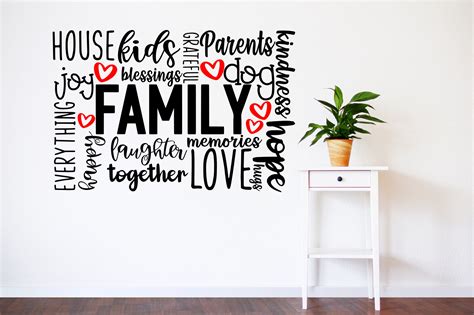 Family wall decal, family sign, family wall decor, family word cloud, family, wall art, vinyl ...