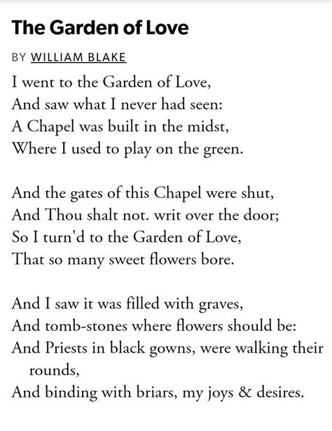 Poem The Garden Of Love By William Blake Romantic Poems Poetry Poem Nature Poem