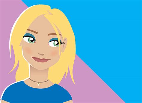 Cartoon Of Blonde Girl With Green Eyes Illustrations Royalty Free