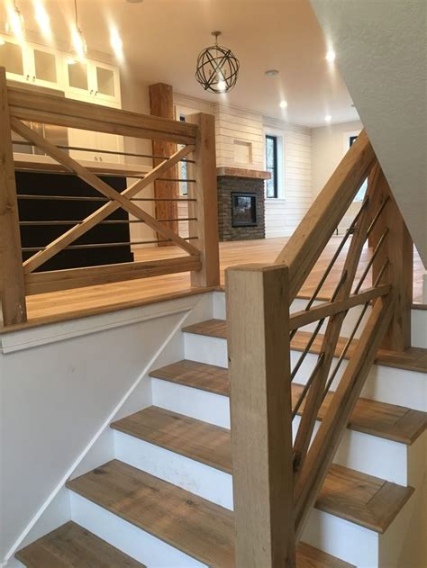 farmhouse railing grant norris building company split entry remodel interior stair railing