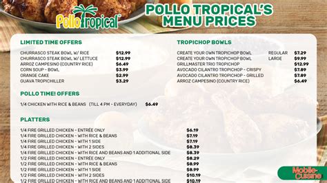 Pollo Tropical Menu Prices Free Tropichop Bowl 2024