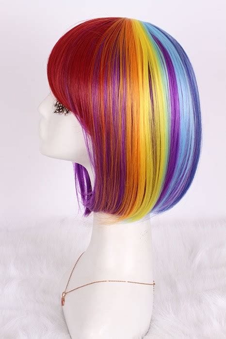 30cm Rainbow Bob Wig Multi Color Very Cool Cw0054