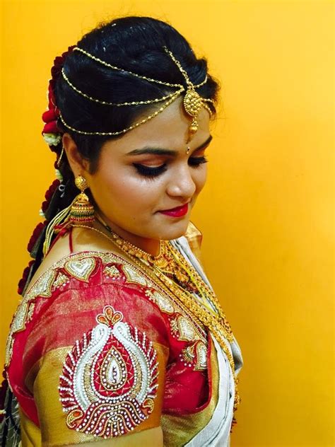 Traditional Southern Indian Bride Harusha Wears Bridal Silk Saree And