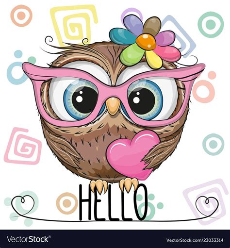 Cute Owl In A Pink Glasses With Heart Vector Image On Vectorstock