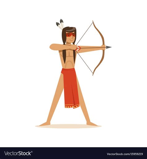 Native American Indian Shooting A Bow And Arrow Vector Image