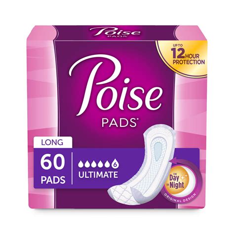 Poise Incontinence Pads For Women Ultimate Absorbency Long 60 Ct