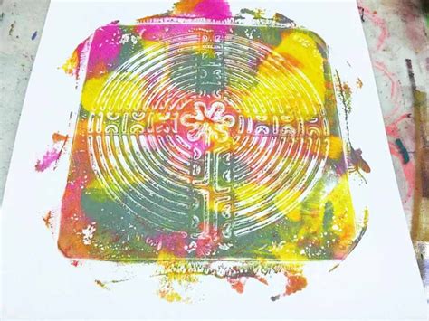 New Labyrinth Stencils From Printed With The Gelli