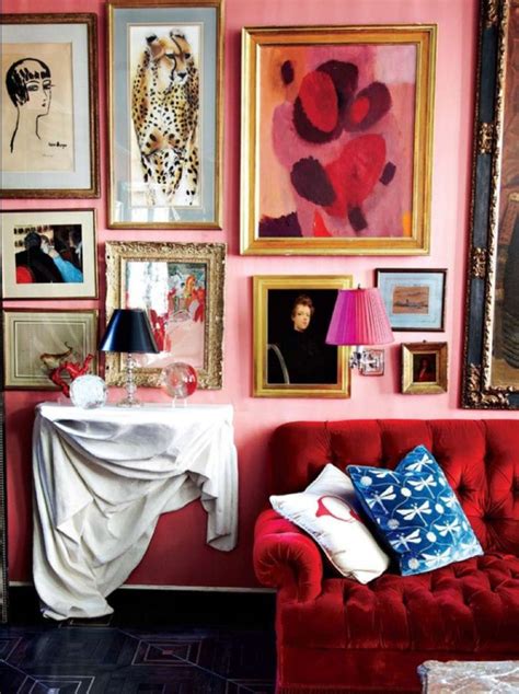 Interior Leopard Gallery Wall Design Pink Room