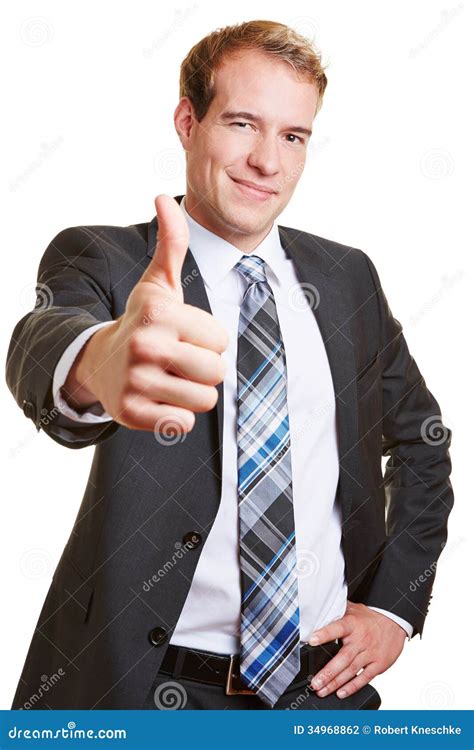 Business Man Holding His Thumbs Up Stock Photography Image 34968862