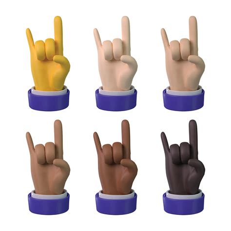 Sign Of The Horns Rock On Hand Emoji Set Of Various Skin Tones 8110711