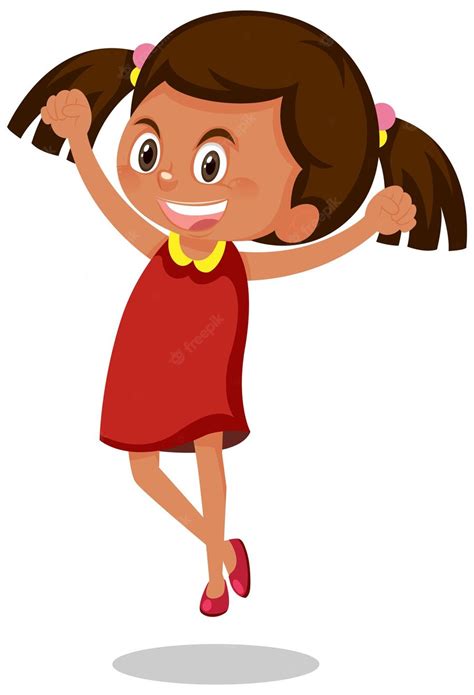 Premium Vector Happy Girl Cartoon Character