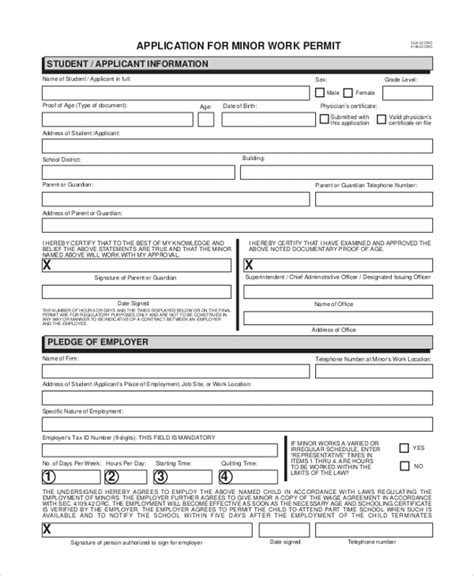 Printable Work Permit Application Form Printable Forms Free Online