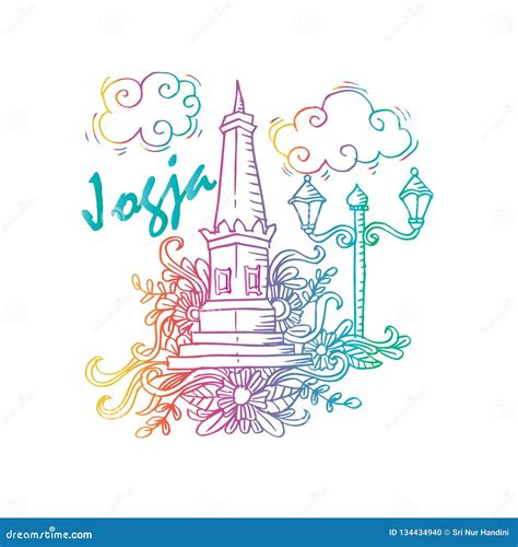 Doodle Of Yogyakarta City Of Indonesia Stock Illustration