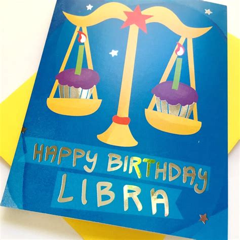 Libra Birthday Card Silver Foil Card Birthday Card Zodiac Etsy