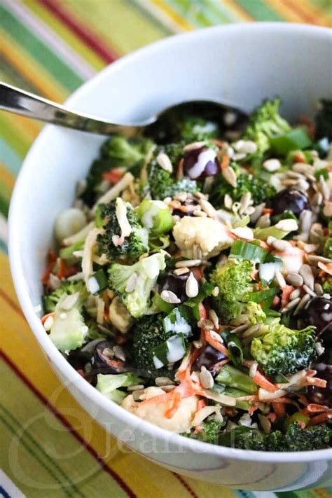 Broccoli Cauliflower Carrot Salad With Greek Yogurt Honey Dressing