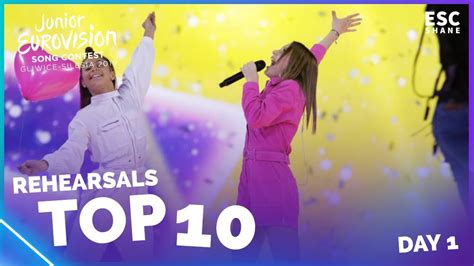 Junior Eurovision 2019 Rehearsals Top 10 Day 1 Youtube
