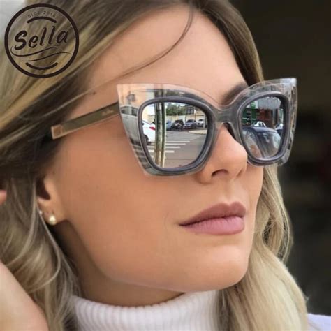 sella european style fashion women oversized square sunglasses brand designer classic trending