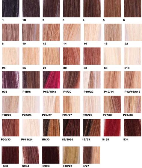 Hennessy Hair And Beauty Hair Extensions Colour Chart Hennessy Hair And Beauty