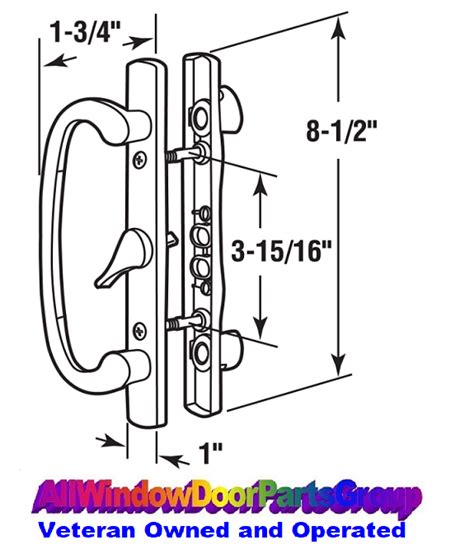 Guardian Glass Sliding Patio Door Handle Set Center Latch Non Keyed