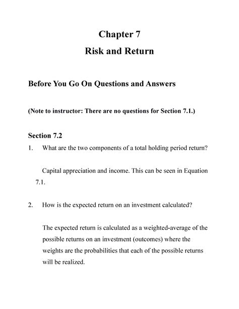 ch07 gdgfd dgdgf f dg d gd dg chapter 7 risk and return before you go on questions and