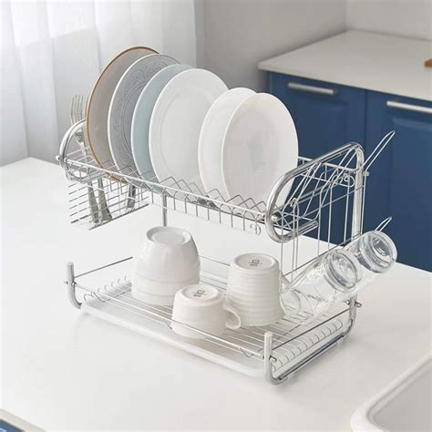Dish Drying Rack 2 Tier Kitchen Dish Rack With Drainboard Naturous
