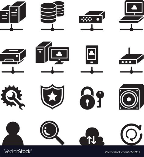 Computer Network Icon Set Royalty Free Vector Image