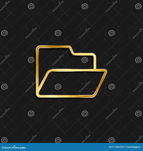 Folder Open Gold Icon Vector Illustration Of Golden Stock Illustration