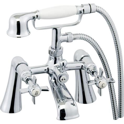 Aura Edwardian Style Bath Shower Mixer Inc Hose And Handset Chrome Plated