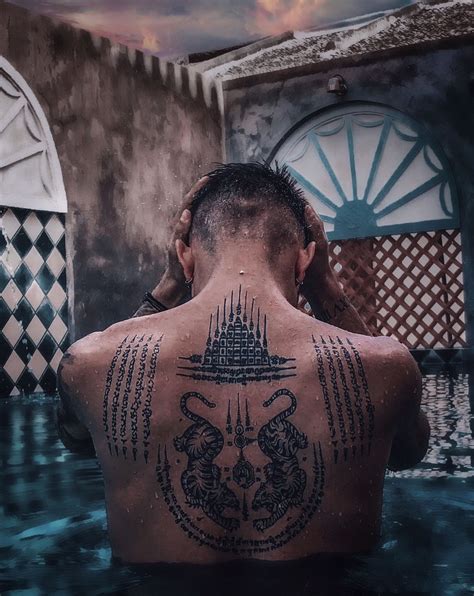 daniel lazarov sak yant back tattoo traditional thai tattoo traditional thai tattoo thai