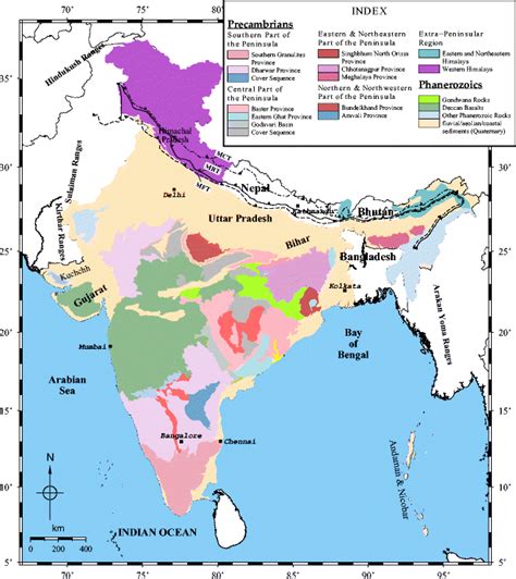 Geological Map Of India And Adjacent Areas Download Scientific Diagram