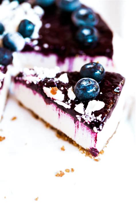 It is quick to prepare and looks pretty with swirls of cherry syrup on top. Vegan Blueberry Yogurt Cheesecake - Paleo Gluten Free Eats