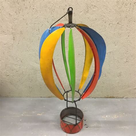 Large Hand Made Hanging Metal Hot Air Ballon Yard Garden Art Wind