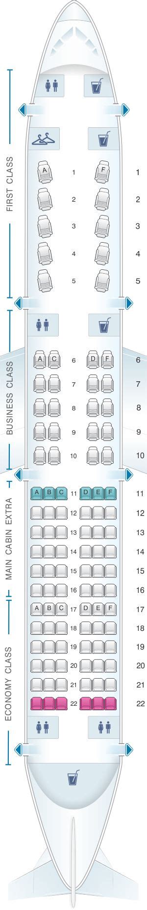 Seat Map American Airlines Airbus A321 Transcontinental United