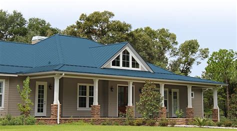 Metal roofs today are durable steel, aluminum or patinated metals, made to look like shingles, slate, clay tiles or stone. GulfLok™ Snap Lock Metal Roofing | Red roof house, Metal ...