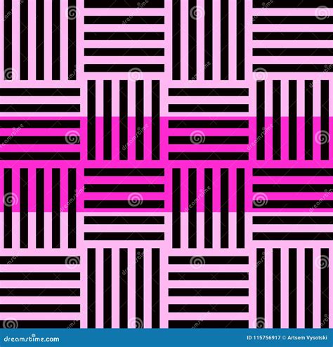 Striped Seamless Pattern With Horizontal And Vertical Line Black And