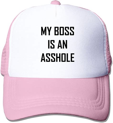 Eliums My Boss Is An Asshole Mesh Trucker Baseball Cap Hat Pink Amazon