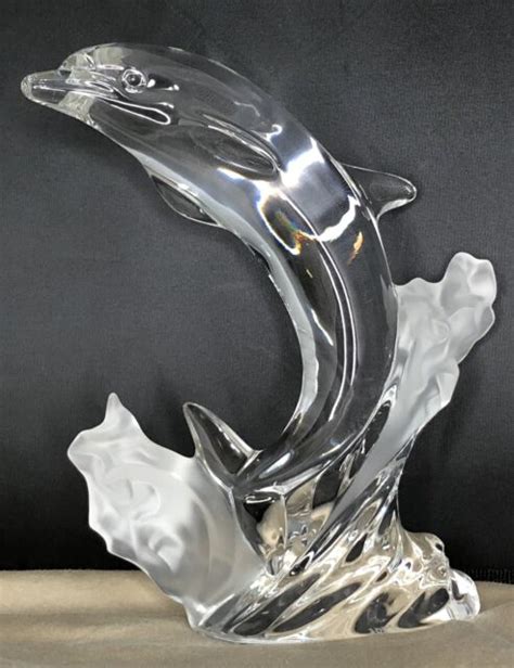 7 Lenox Crystal Dolphin Jumping Out Of The Waves 1994 Clear Frosted
