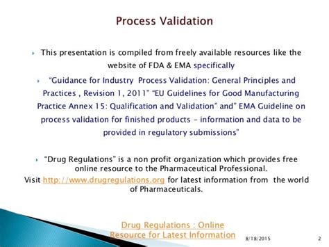 Process Validation For Beginners Fda Ema Approach