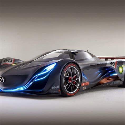 Stunning Black Race Car With Blue Lights