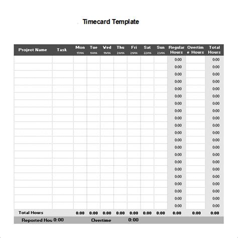 printable time card templates  word excel