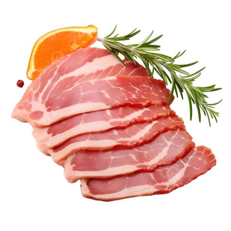 Raw Sliced Bacon Pork For Preparing A Dinner For A Christmas Dishes