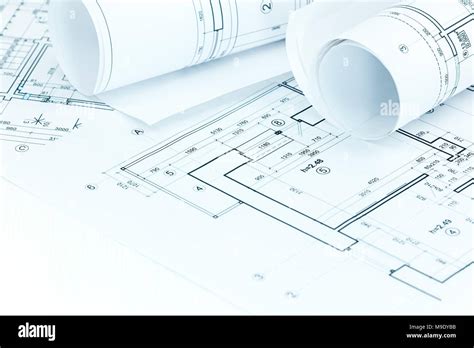 Architectural Blueprints And House Nstruction Background Stock