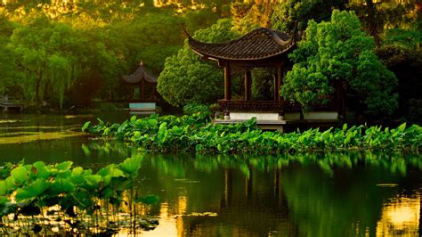 Landscape Japanese Garden Lake Wallpapers Hd Desktop