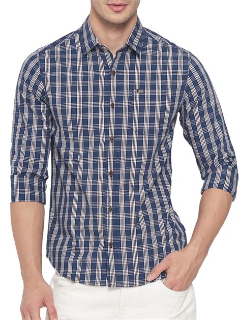 Buy Online Navy Blue Cotton Casual Shirt From Shirts For Men By The