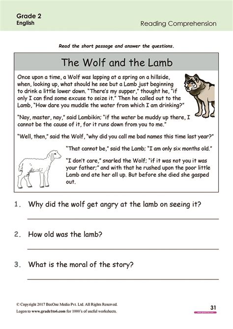 This is reading comprehension, and it is an essential skill for success in school and in the real world. Free English Worksheets for grade 2|class 2|IB |CBSE|ICSE ...