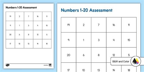 Numbers 1 20 Assessment Progress Sheet Teacher Made