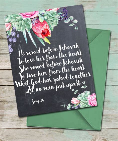 Floral Succulent Anniversary Wedding Greeting Card Bible Verse