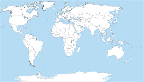 Complete Blank World Map With Country Borders For Worldbuilding To Be