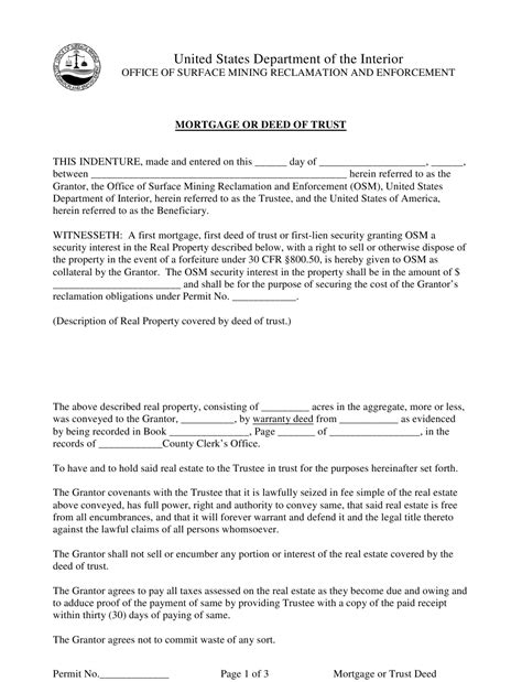 Mortgage Or Deed Of Trust Download Printable Pdf