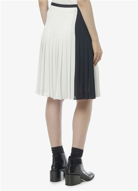 Lyst Vince Colorblock Pleated Knee Length Skirt In Black